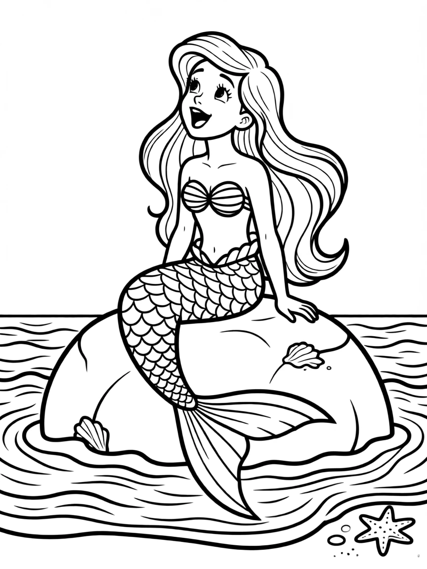 Ariel singing "Part of Your World" on a rock, longing for legs.