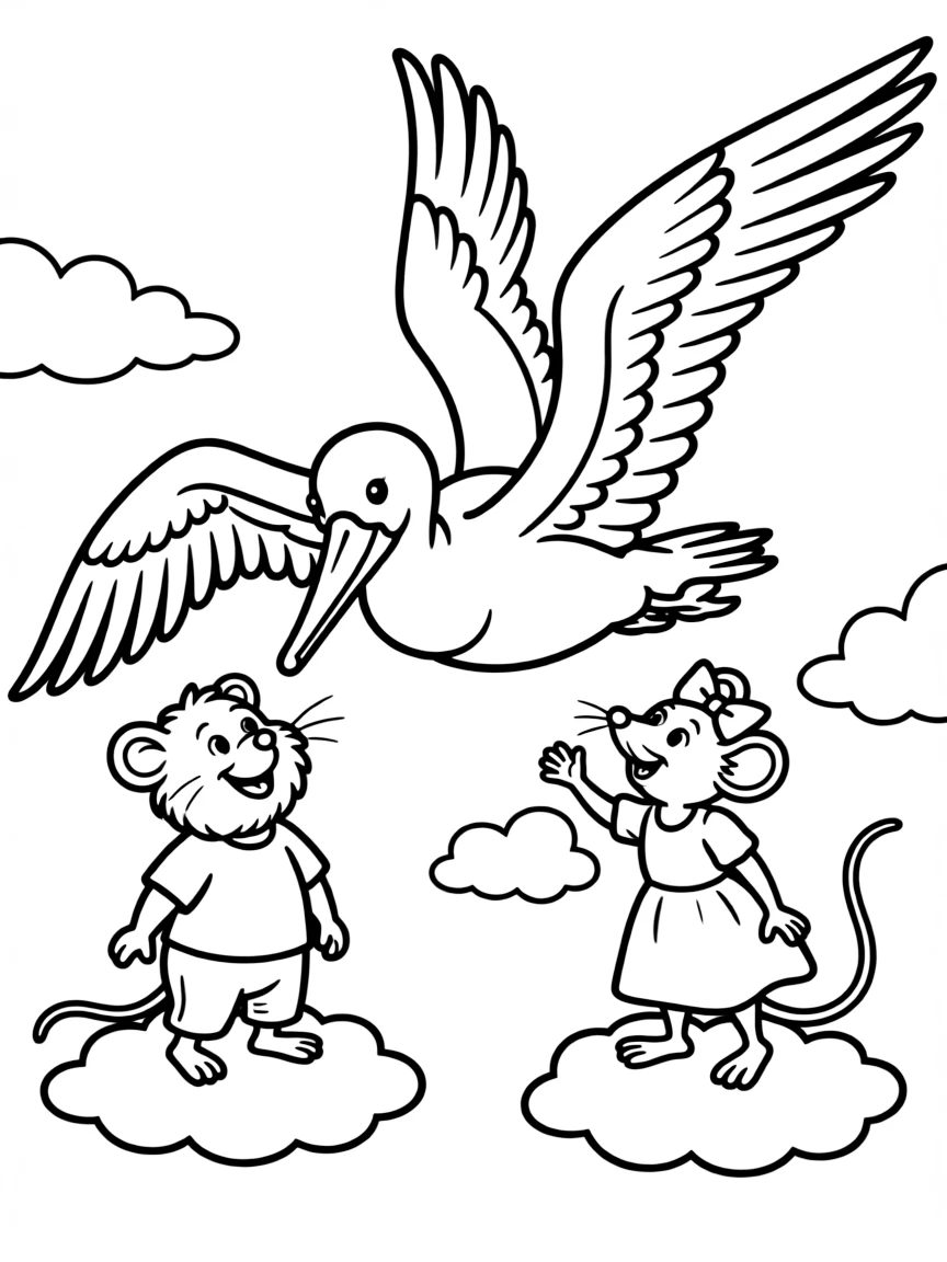 Wilbur the albatross flying with Bernard and Miss Bianca.