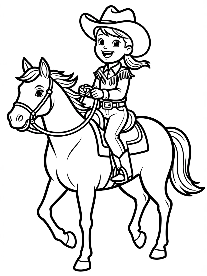 Jessie riding Bullseye, looking joyful.
