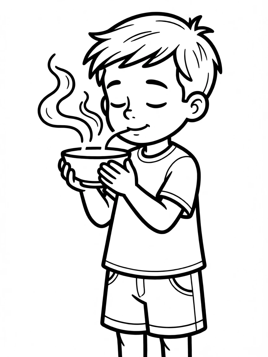 Remy smelling a delicious aroma, with a focused expression.