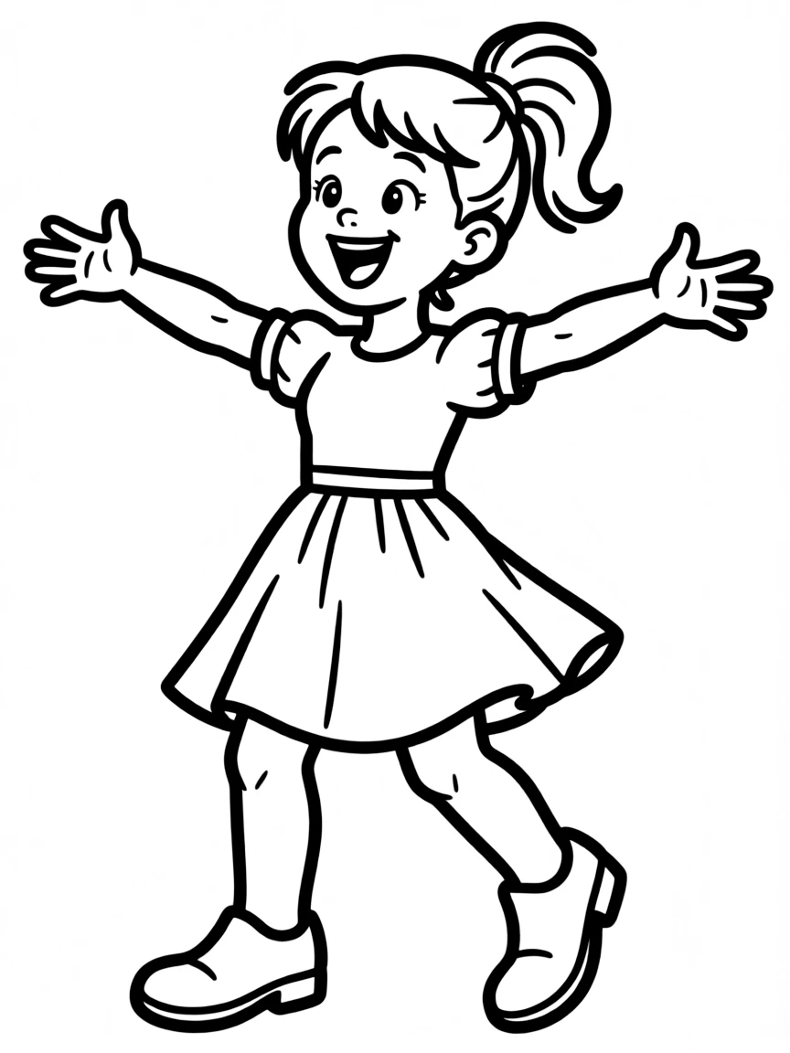 Jessie yodeling, with her arms out.