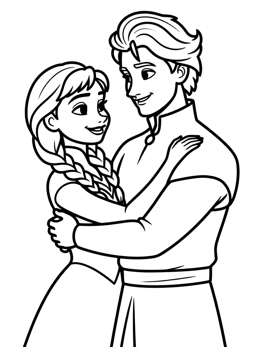 Anna and Kristoff sharing a warm embrace.