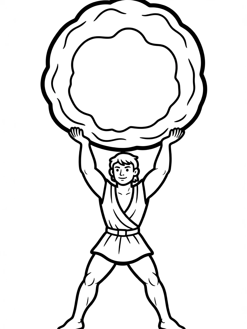 Hercules lifting a huge rock, looking strong.