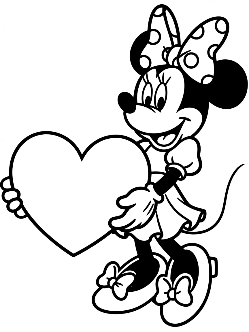 Minnie Mouse holding a giant heart.