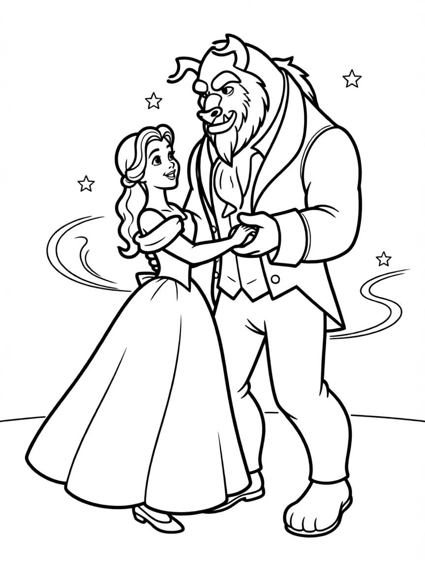 Belle sharing a dance with the Beast.