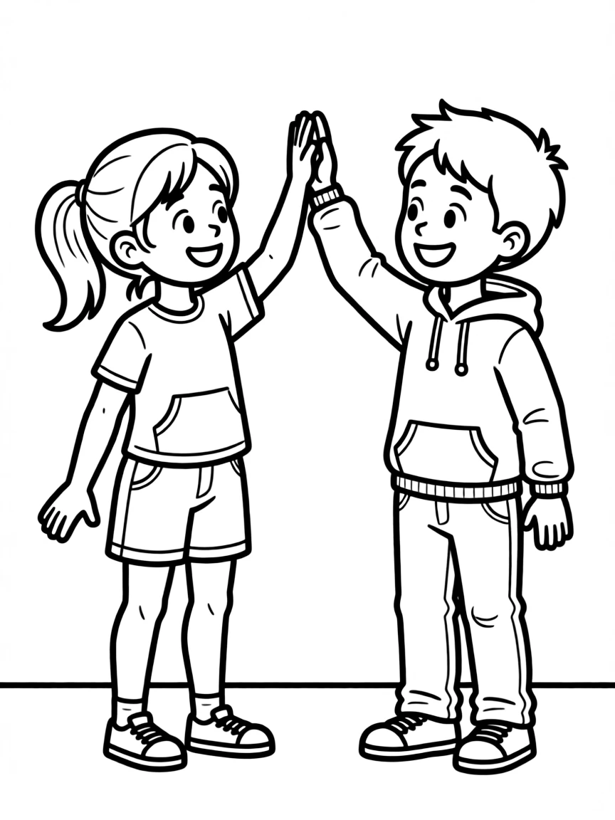 Joy giving a high-five to Anger.