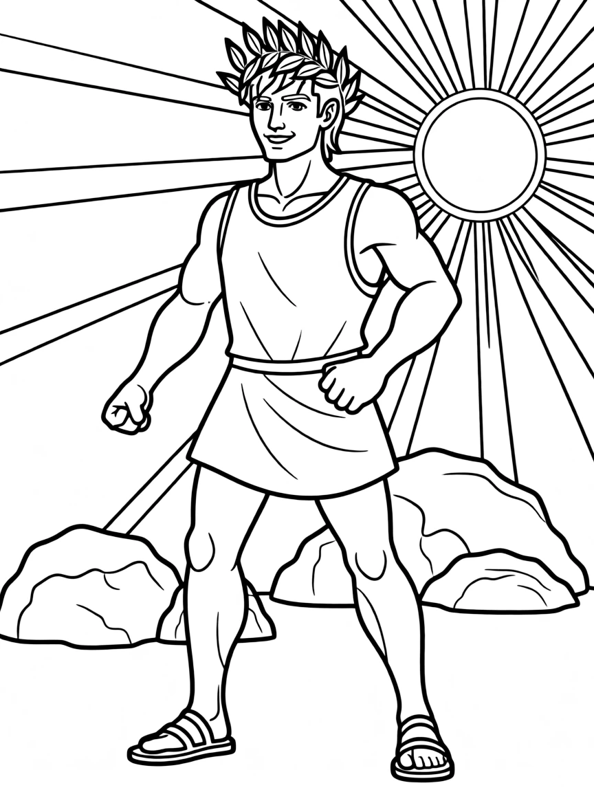 Hercules striking a heroic pose, with a laurel wreath.