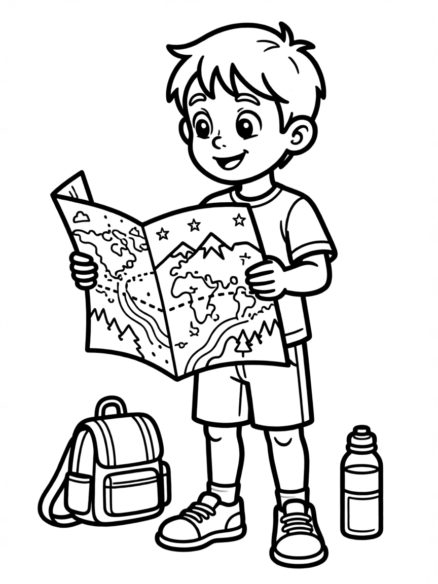 Cody looking at a map, ready for adventure.