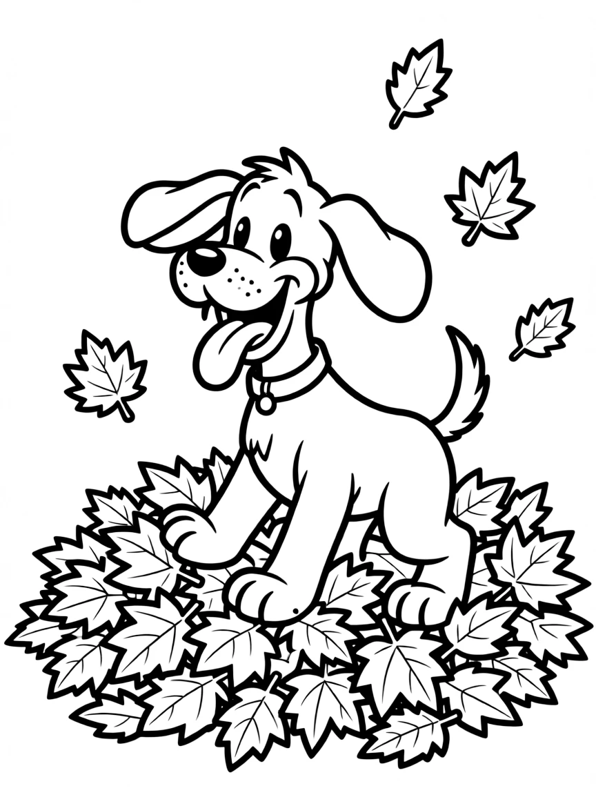 Pluto playing in a pile of autumn leaves.