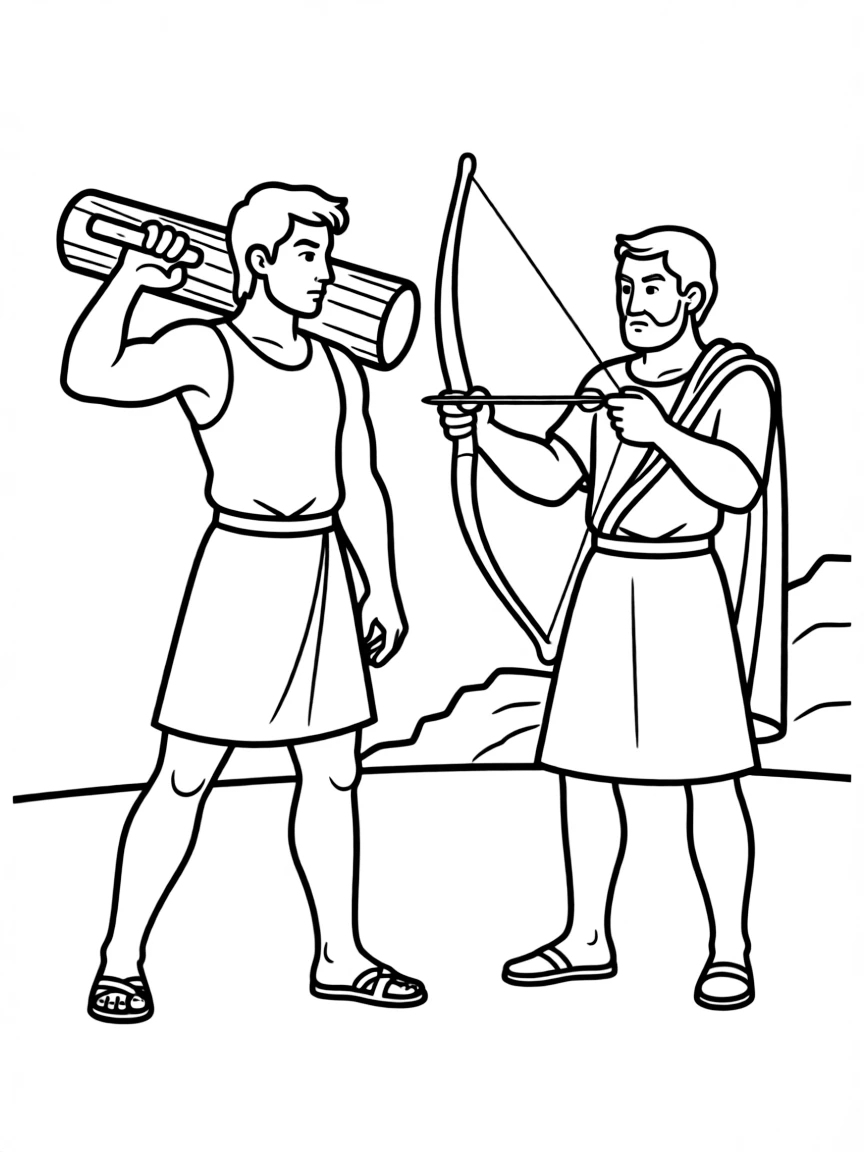 Hercules training with Philoctetes.