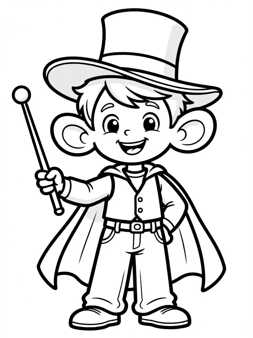 Mickey Mouse dressed as a magician, with a wand.