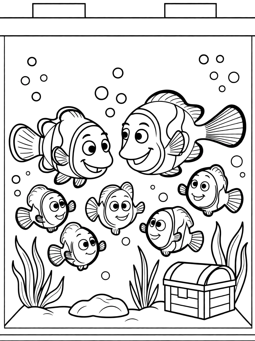 Nemo and Dory saying goodbye to the tank gang.