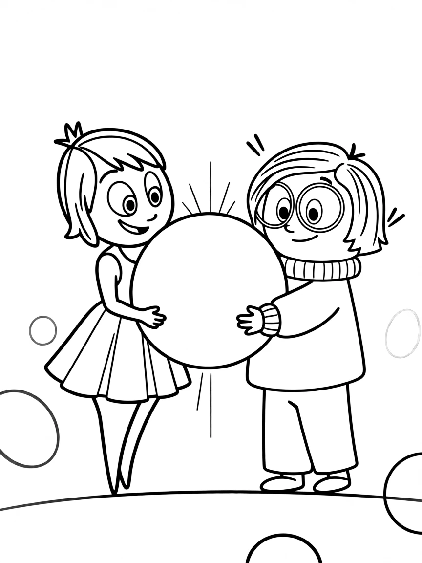 Joy and Sadness embracing a core memory.