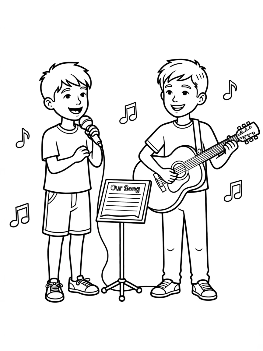 Miguel and Héctor performing a song together.