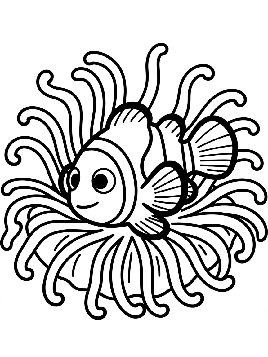 Nemo hiding in an anemone, looking shy.
