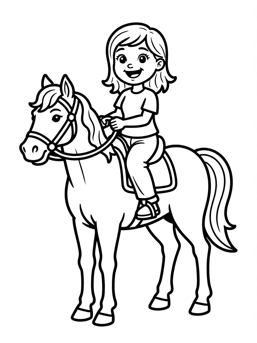 Jessie riding her horse, with a big smile.