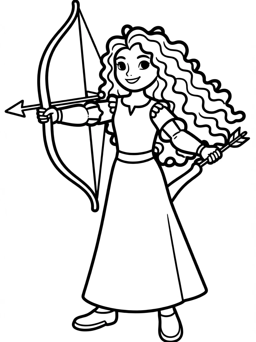 Merida looking proud, with her bow and arrow.