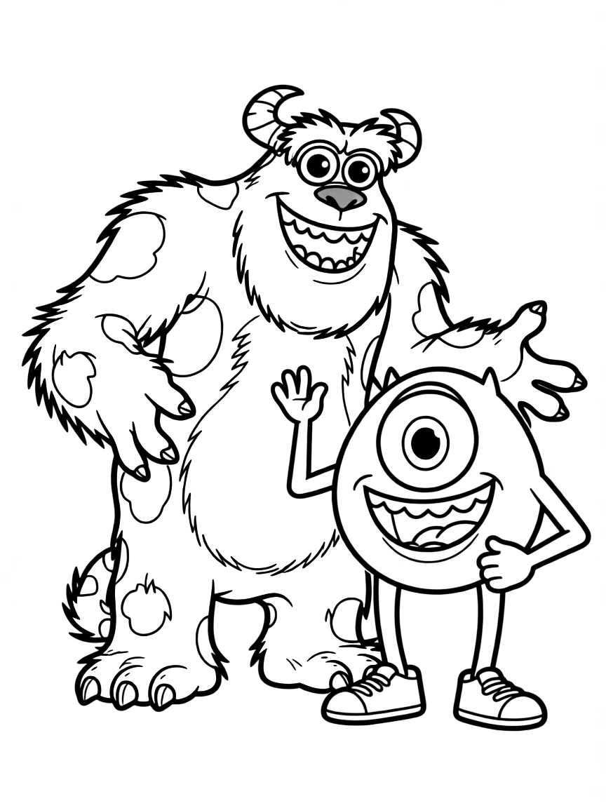 Sulley and Mike laughing together.