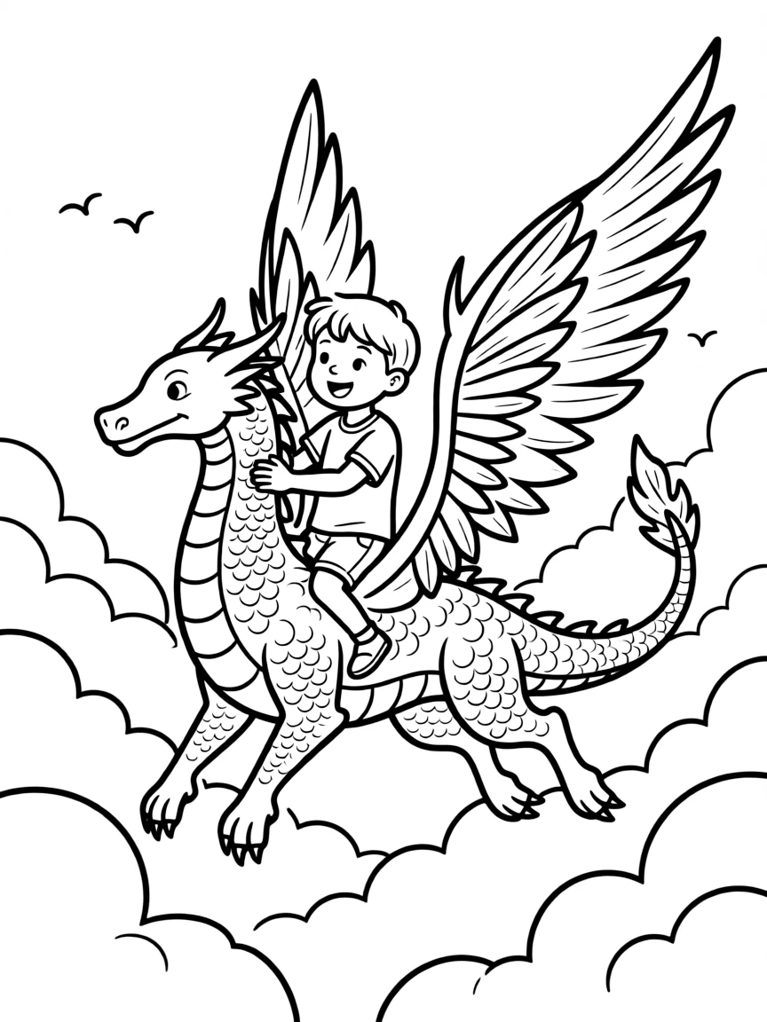 Cody and Marahute flying through the clouds.