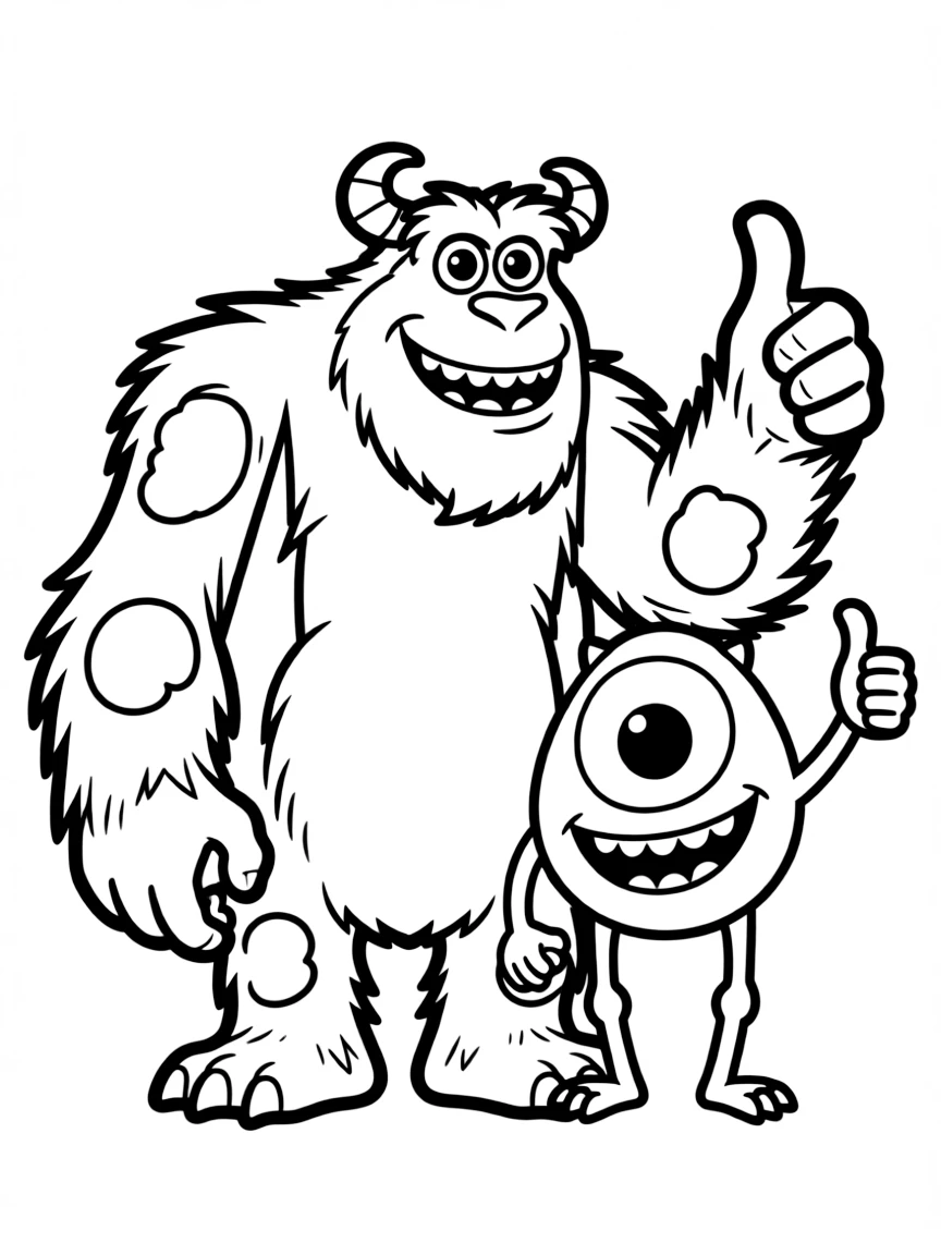Sulley and Mike giving a thumbs up.