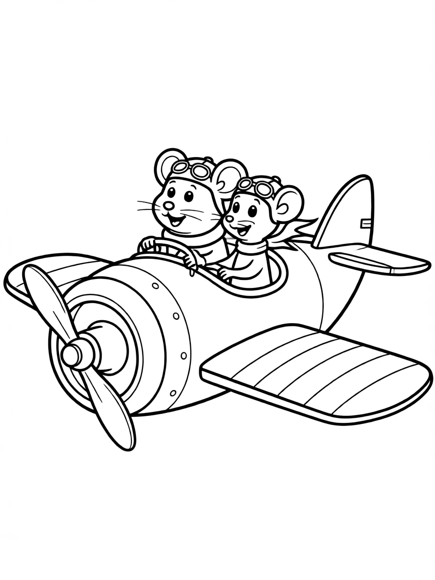 Bernard and Miss Bianca flying a tiny plane.