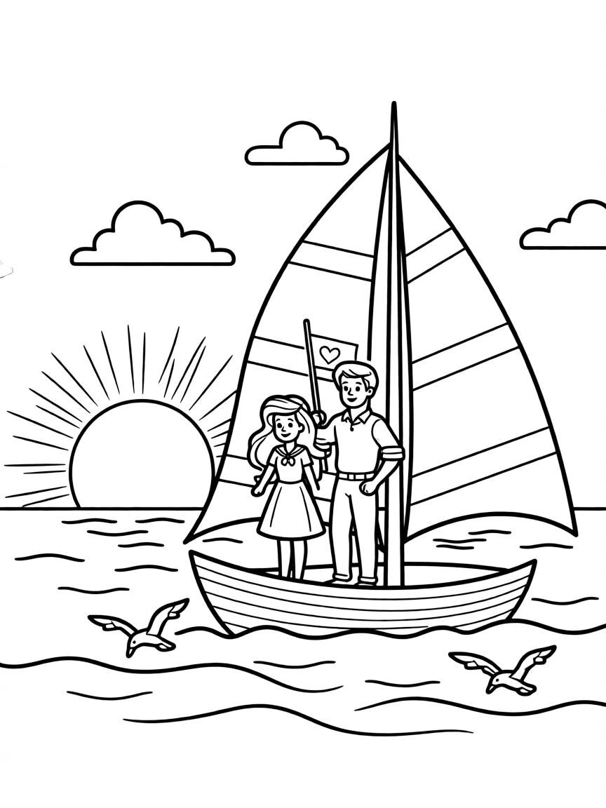 Ariel and Prince Eric sailing into the sunset.