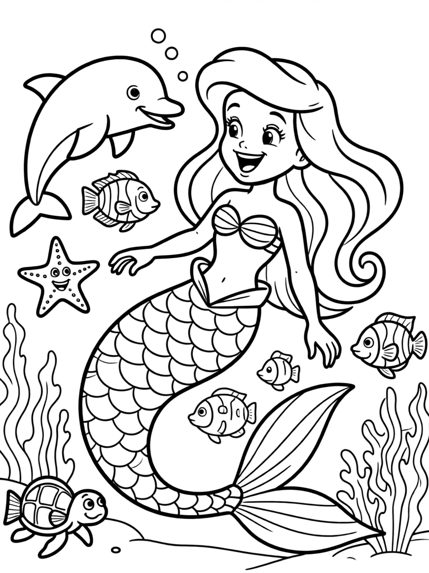 Ariel singing to the fish and sea creatures.