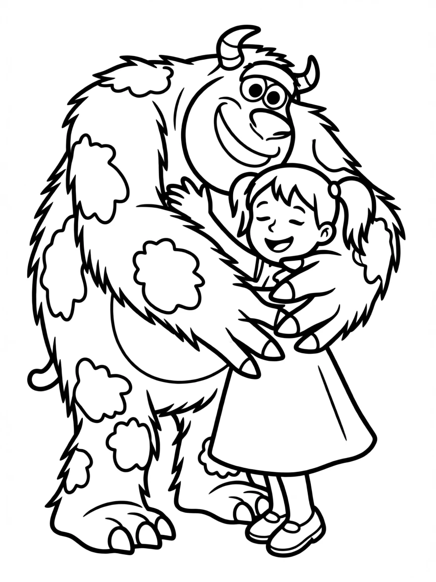 Sulley and Boo sharing a warm hug.