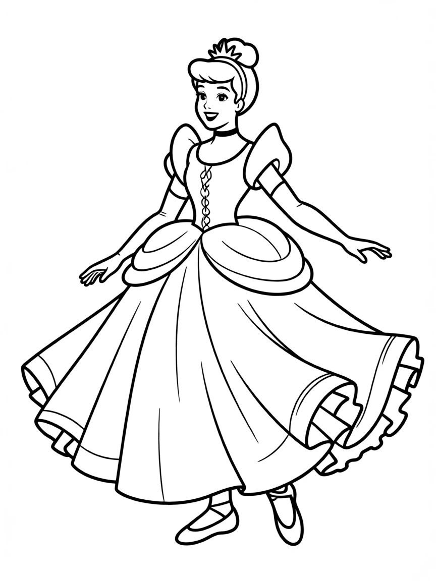 Cinderella twirling in her beautiful ball gown.