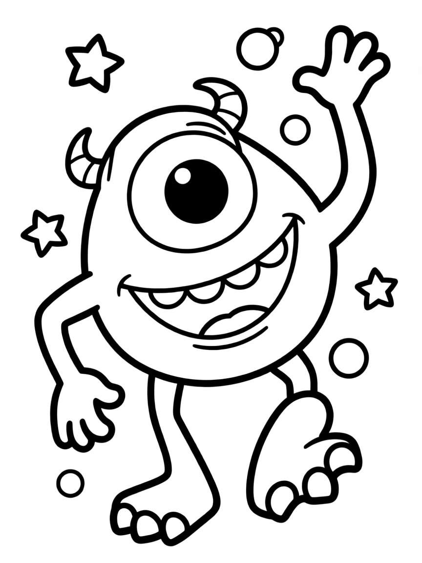 Mike Wazowski laughing heartily.