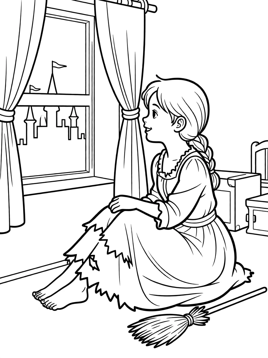 Cinderella in her rags, dreaming of the ball.