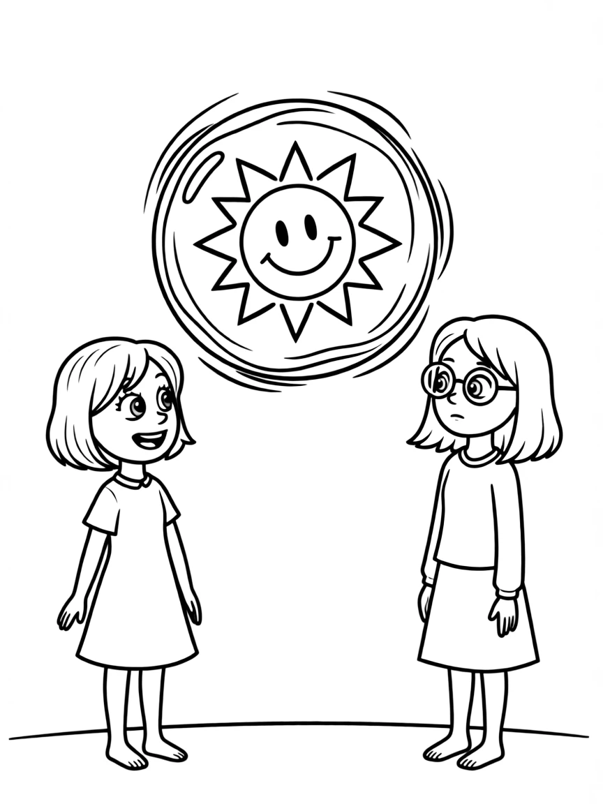 Joy and Sadness looking at a core memory.