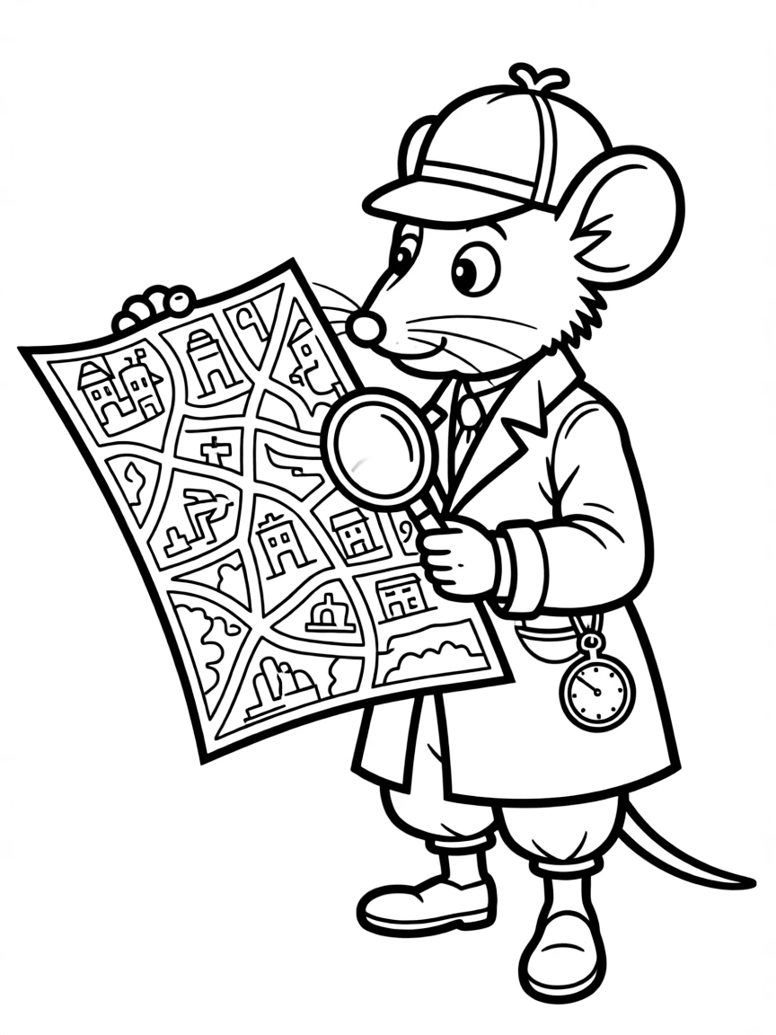 Basil of Baker Street looking at a complex map.