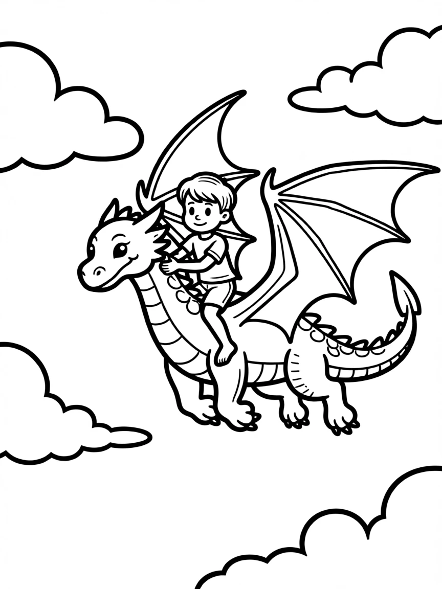 Cody flying with Marahute, with a wide-open sky.