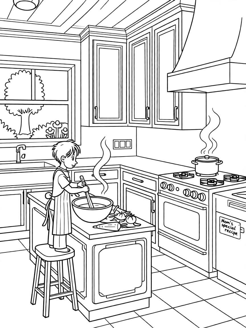 Remy cooking in a fancy kitchen, with a delicious aroma.