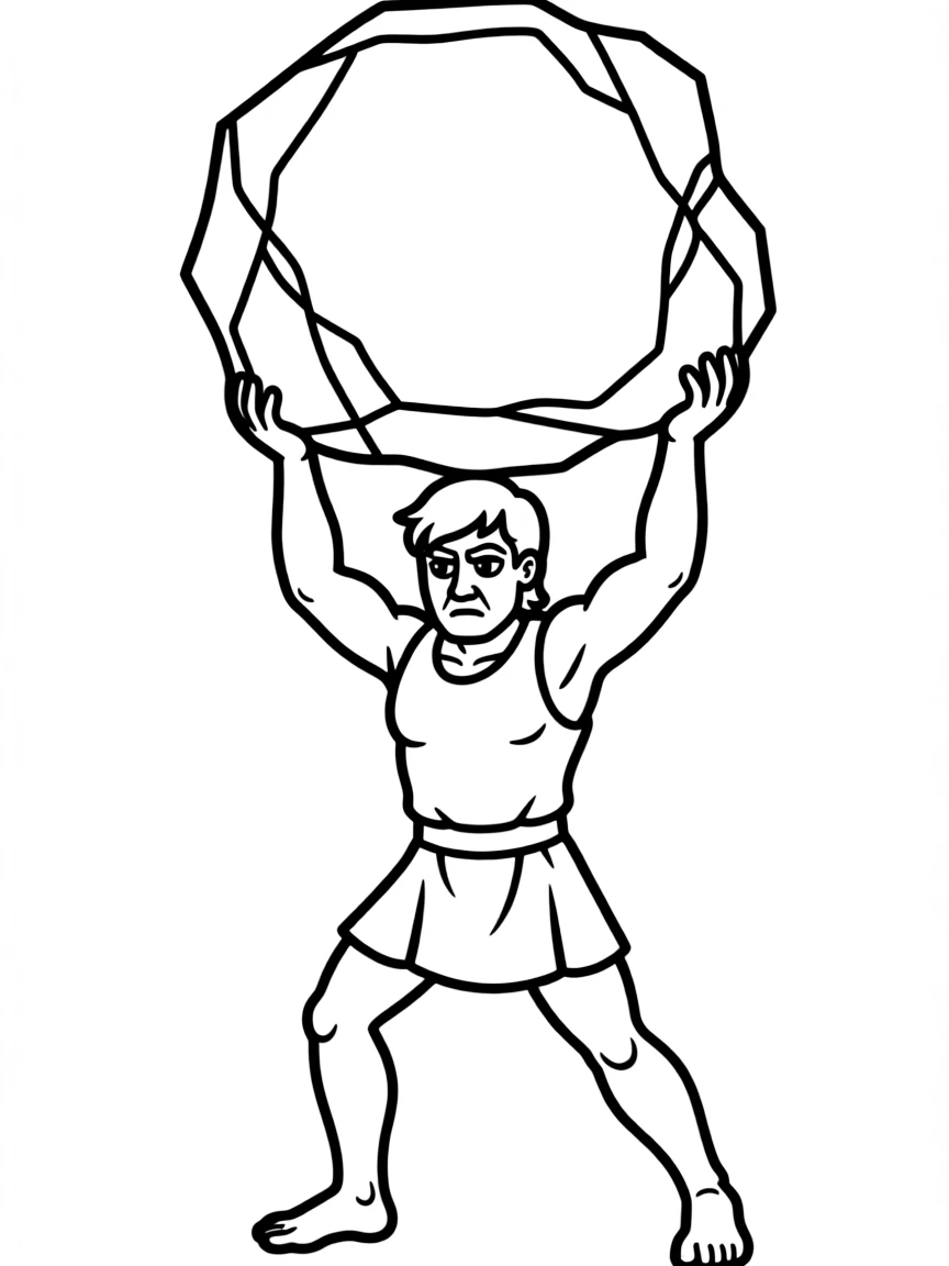 Hercules lifting a huge rock, looking strong.
