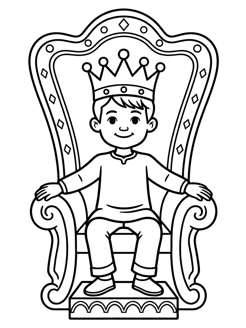 Arthur sitting on the throne, with a crown on his head.