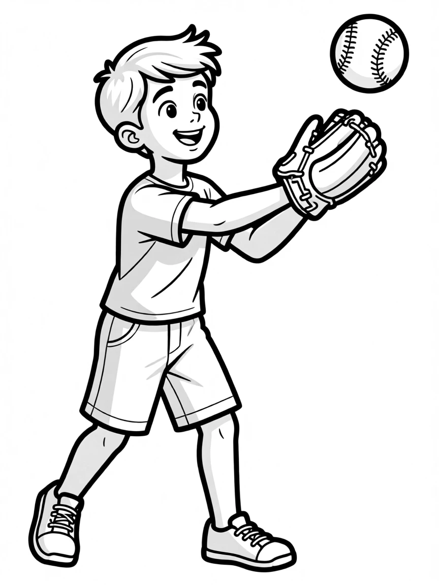 A boy playing catch with a baseball glove and ball.