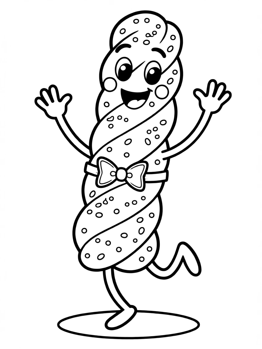 A dancing churro with cinnamon sugar.