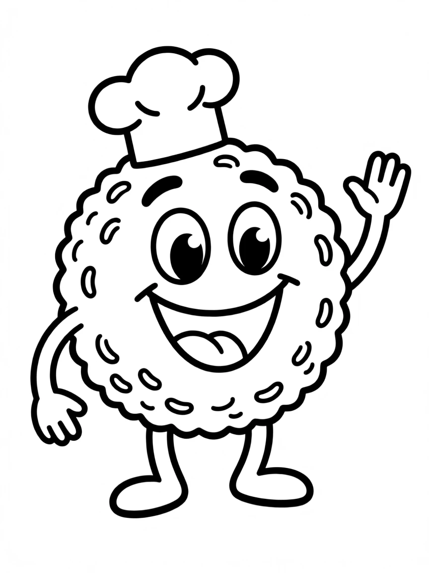 A smiling falafel ball with a happy expression.