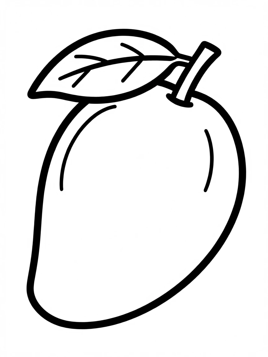 A sweet mango with a little leaf.