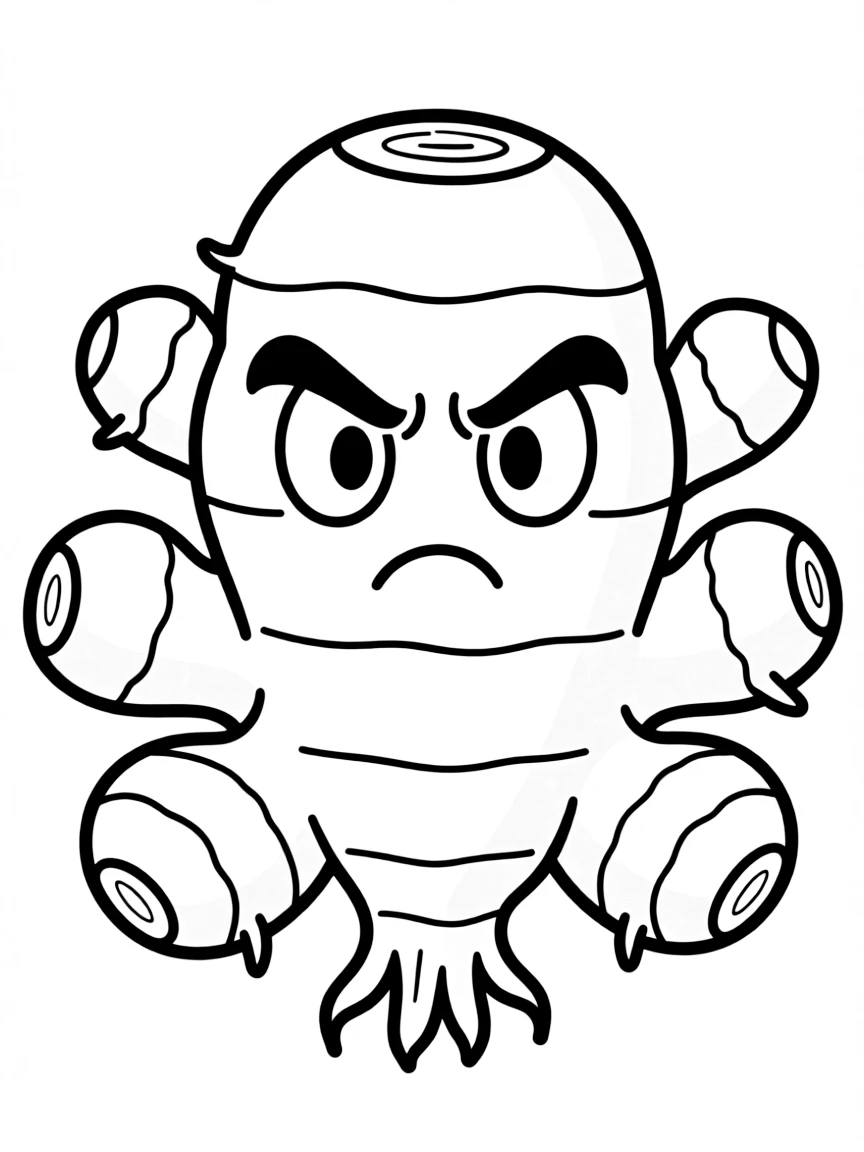 A grumpy ginger root with a furrowed brow.