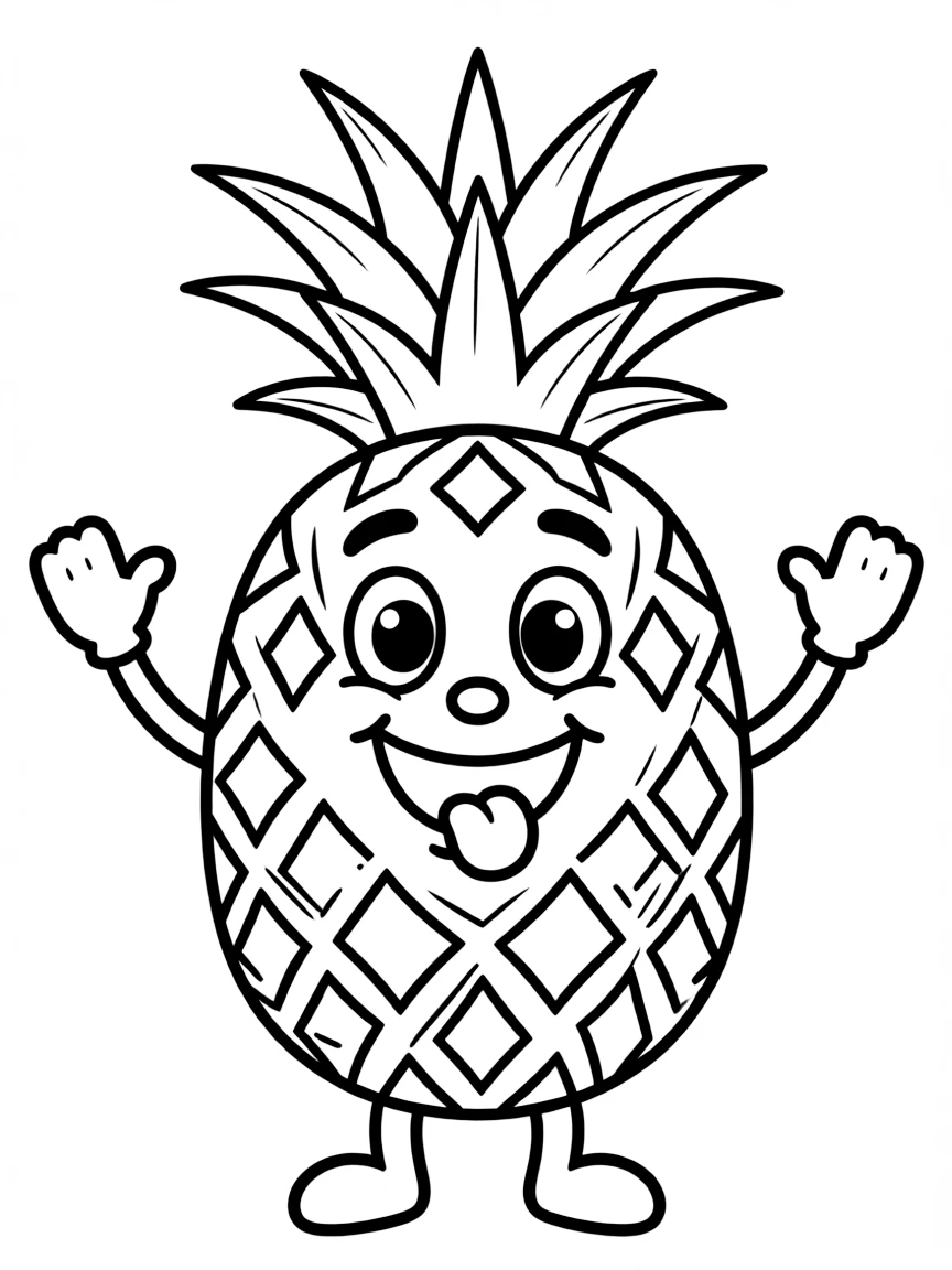 A playful pineapple with spiky hair.