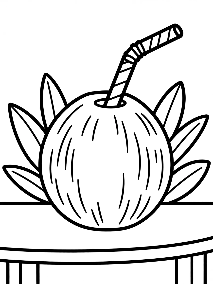 A tiny coconut with a straw.