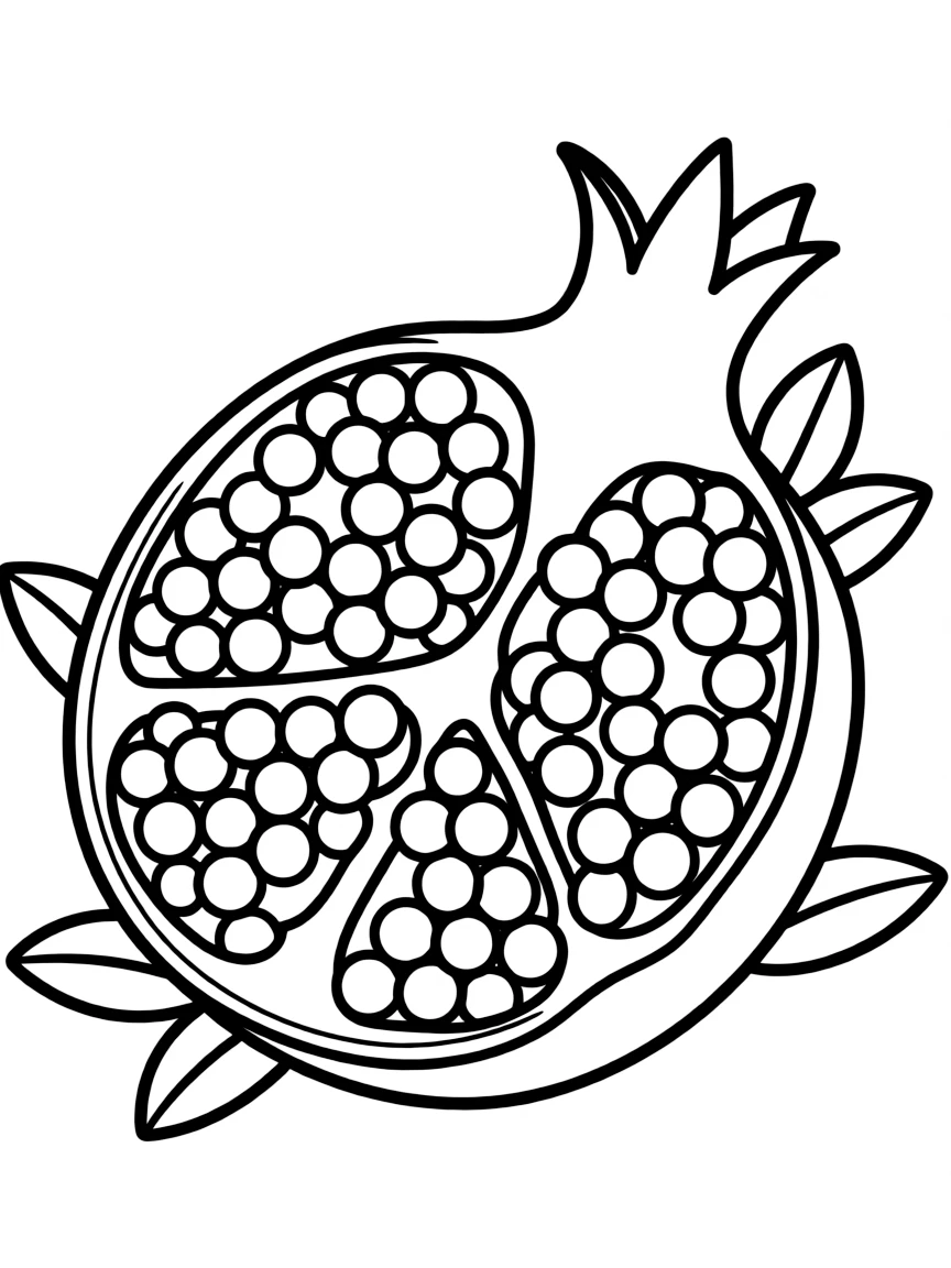 A cheerful pomegranate with many seeds.