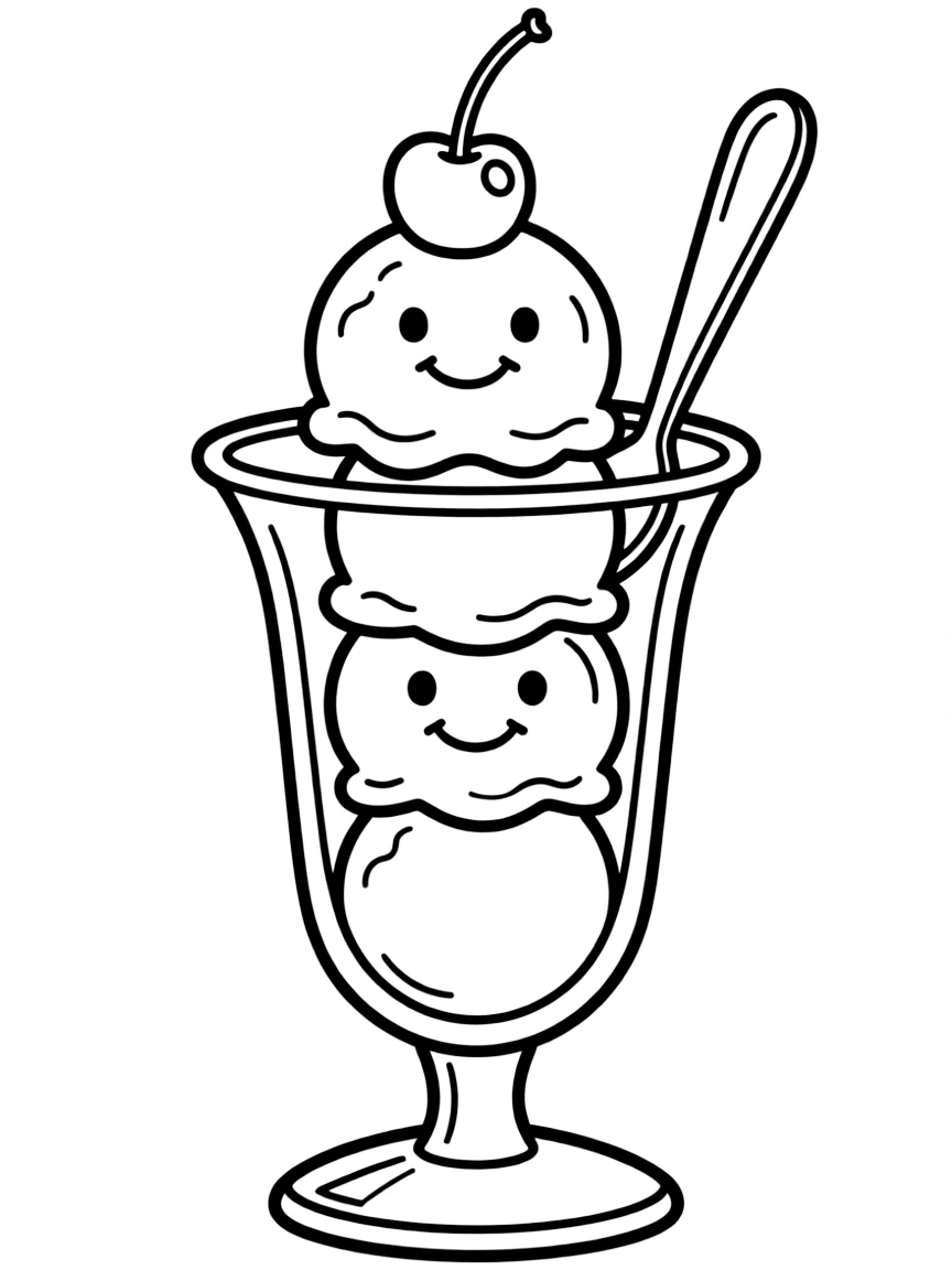 A smiling sundae with a cherry.