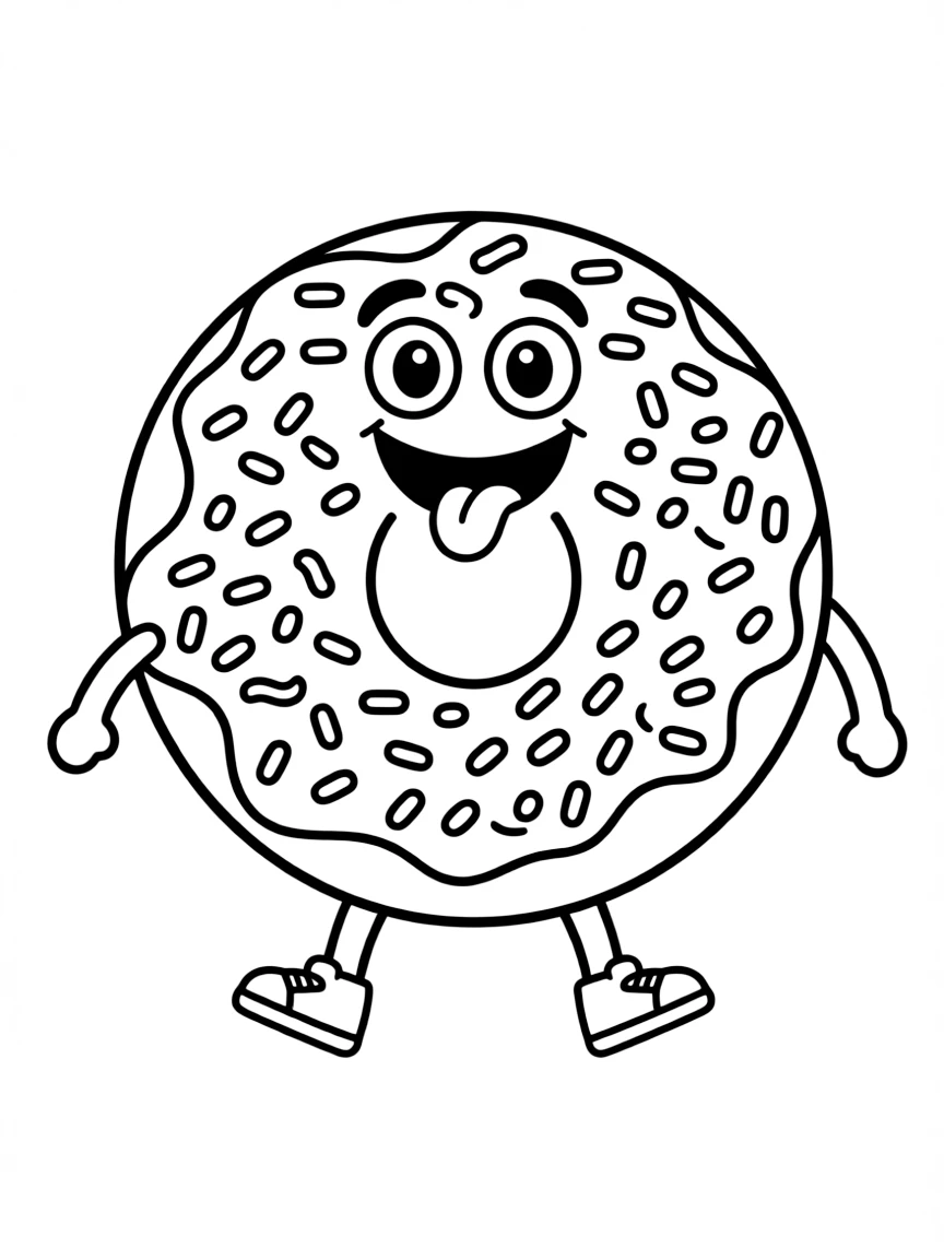 A silly donut with sprinkles.