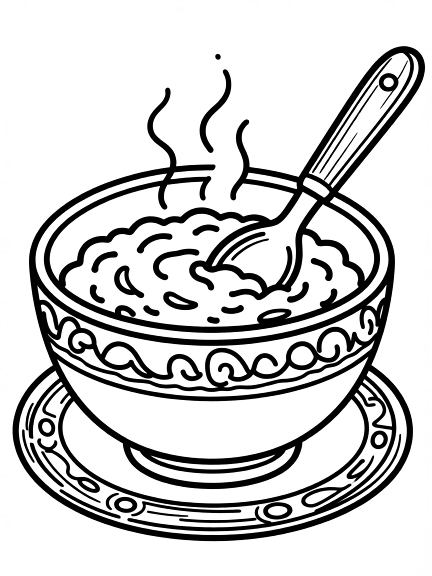 A proud bowl of oatmeal with a spoon.