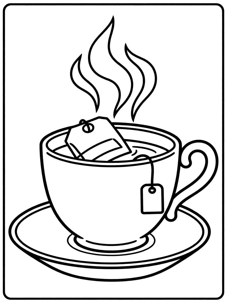 A proud cup of tea with a tea bag.