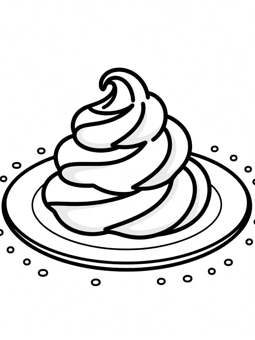 A proud dollop of whipped cream with a swirl.